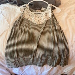 Stripped with lace tank top/ blouse